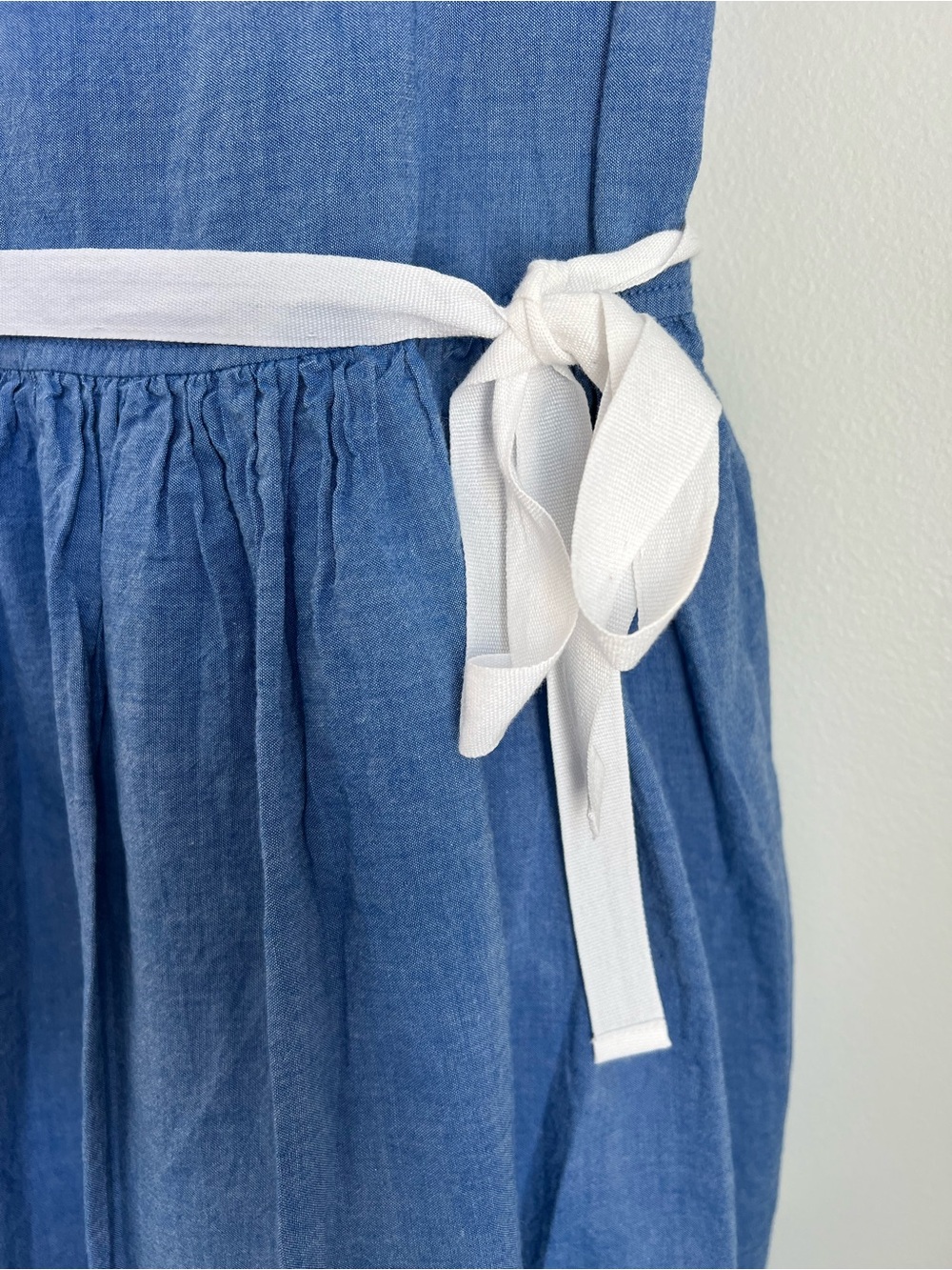 Cat & Jack | 100% Cotton Blue Sundress with White Waist Tie Size L (10-12) - Picture 5 of 15
